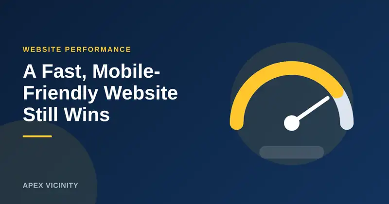Illustration of a fast-loading mobile website with a speed gauge